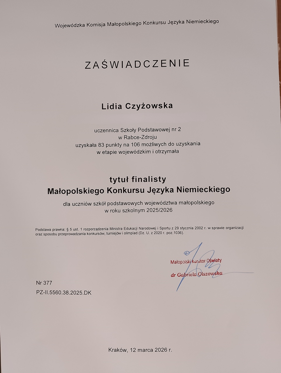 konkurs niemiecki ory